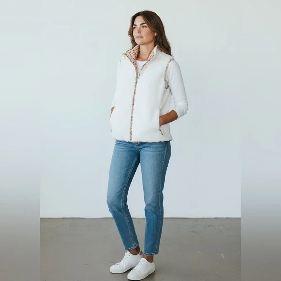 Matilda Jane reversible whimsical Floral Sherpa Vest - Picture 10 of 10